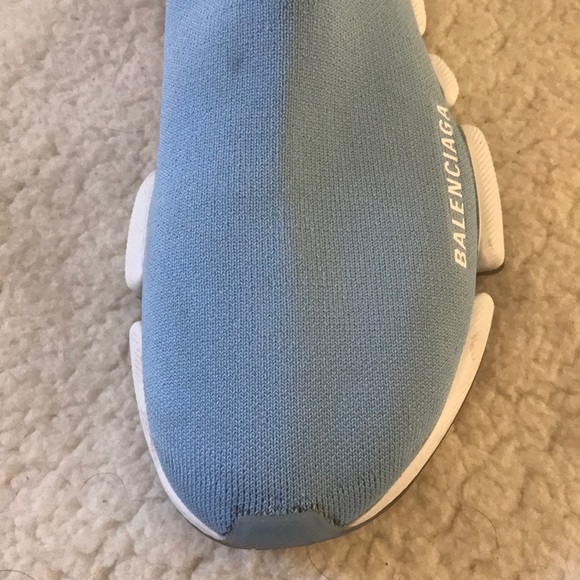 Balenciaga | Light Blue and White Speed Knit Sock Trainer Sneakers Size 8 - Picture 13 of 14